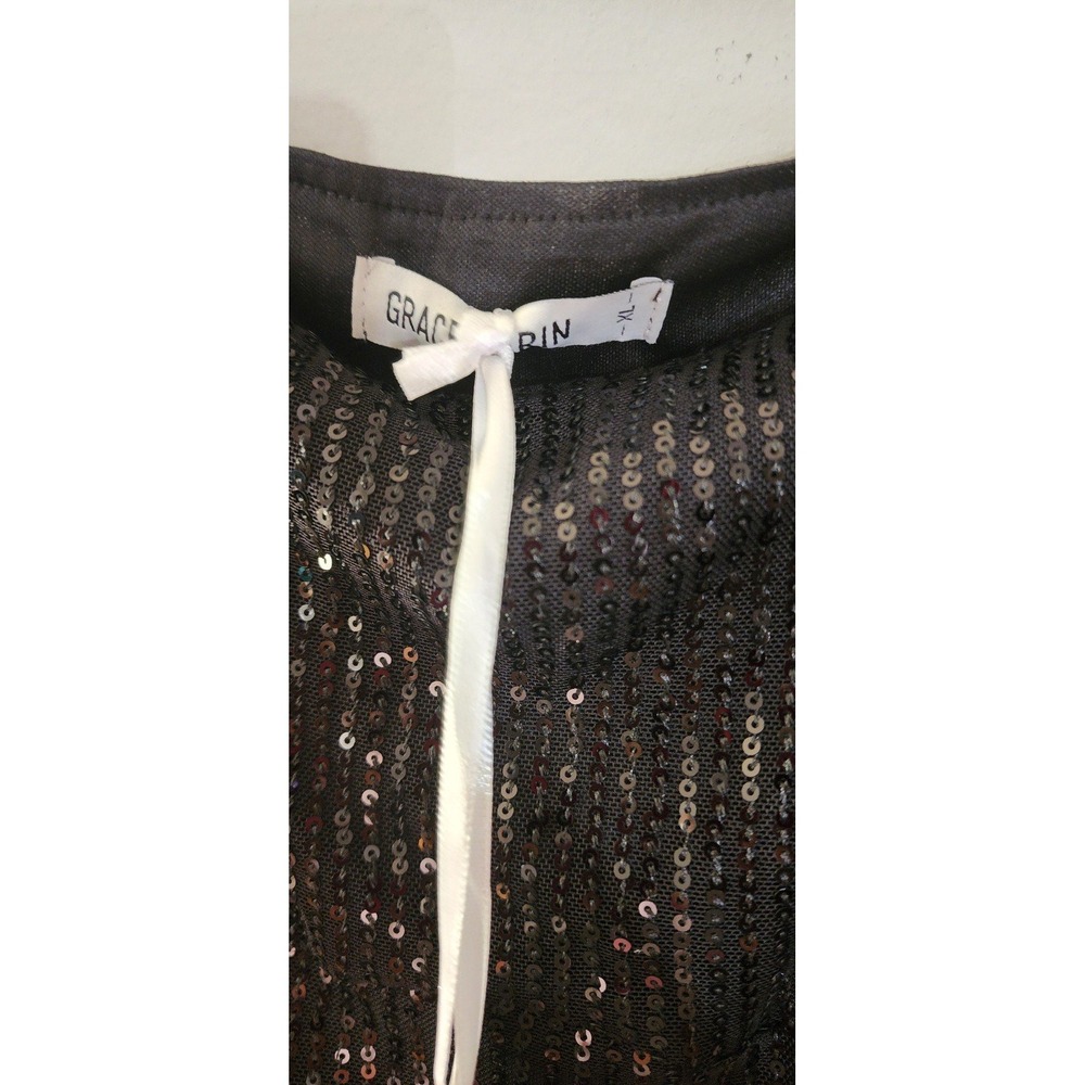 NWT Grace Karin Black Sequin Top size XL - Picture 3 of 6